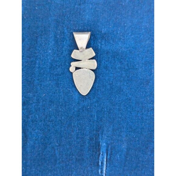 Vintage Sterling Silver .925 Abalone Corral Pendant Pink Multi Stone Abstract - Picture 2 of 4